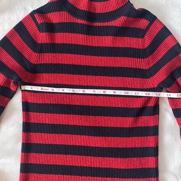 New York & Company Red/Black Striped Turtleneck Medoum - Picture 5 of 5